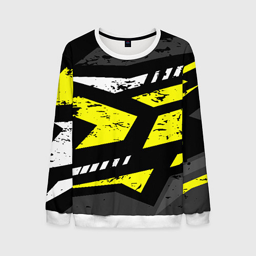 Мужской свитшот Black yellow abstract sport style / 3D-Белый – фото 1