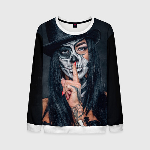 Мужской свитшот Девушка halloween / 3D-Белый – фото 1
