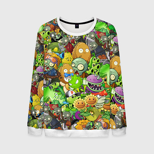 Мужской свитшот PLANTS VS ZOMBIES / 3D-Белый – фото 1