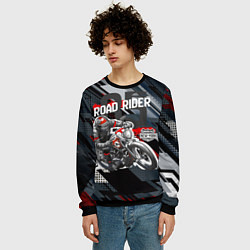 Свитшот мужской Road rider мотоциклист, цвет: 3D-черный — фото 2