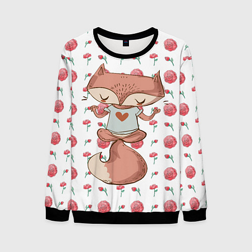 Мужской свитшот Спокойная лисичка / 3D-Черный – фото 1