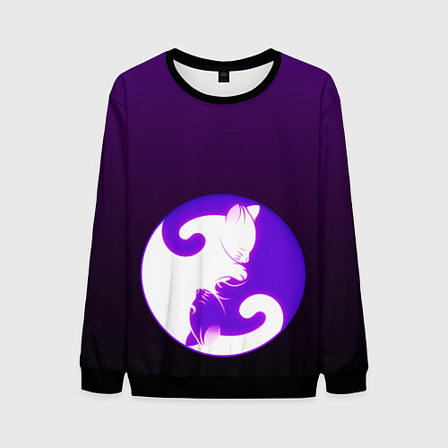 Мужской свитшот Кошачий Инь - Янь / 3D-Черный – фото 1
