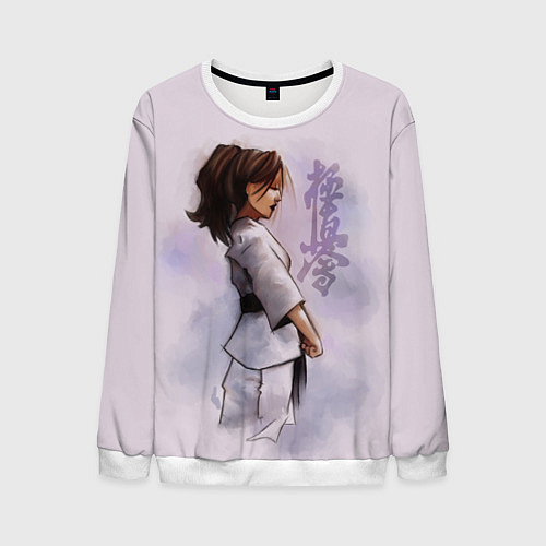 Мужской свитшот Кёкусинкай девушка / 3D-Белый – фото 1