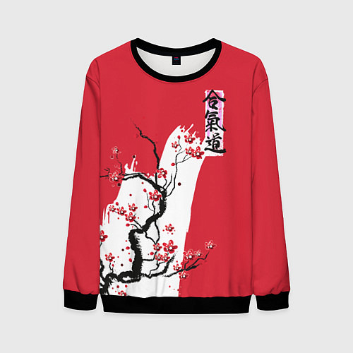 Мужской свитшот Сакура Айкидо / 3D-Черный – фото 1