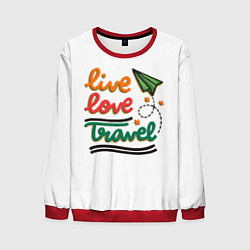 Свитшот мужской Живи, люби, путешествуй, цвет: 3D-красный