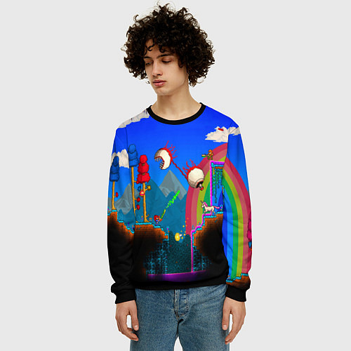 Мужской свитшот TERRARIA GAME / 3D-Черный – фото 3