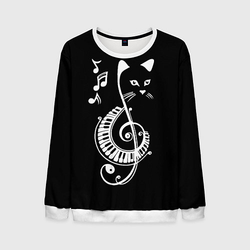 Мужской свитшот Музыкальный кот / 3D-Белый – фото 1