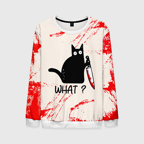 Мужской свитшот What cat / 3D-Белый – фото 1