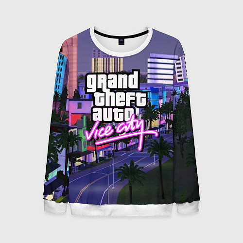 Мужской свитшот Grand Theft Auto Vice City / 3D-Белый – фото 1