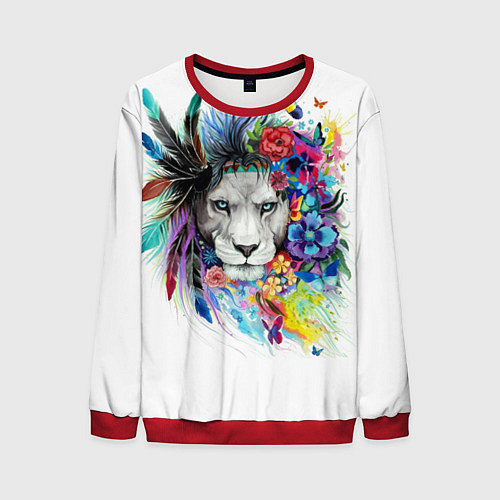 Мужской свитшот Лев / 3D-Красный – фото 1