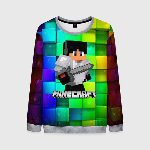 Мужской свитшот Minecraft Майнкрафт / 3D-Меланж – фото 1