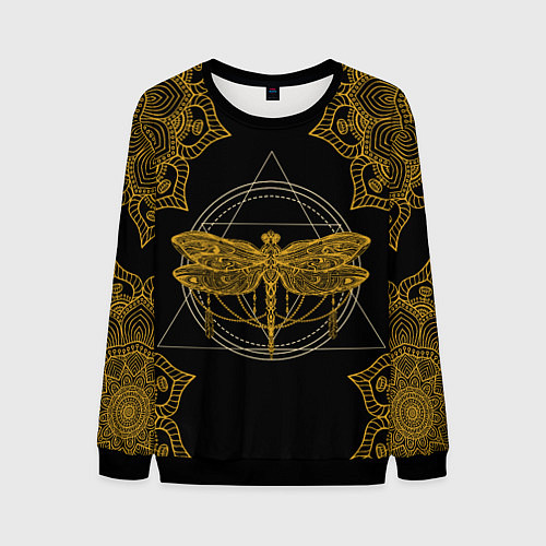 Мужской свитшот Golden dragonfly / 3D-Черный – фото 1