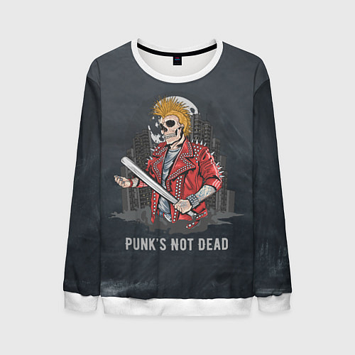 Мужской свитшот Punk??s Not Dead / 3D-Белый – фото 1