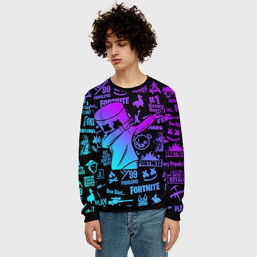 Мужской свитшот FORTNITE X MARSHMELLO / 3D-Черный – фото 3