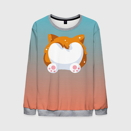 Мужской свитшот Милый корги / 3D-Меланж – фото 1