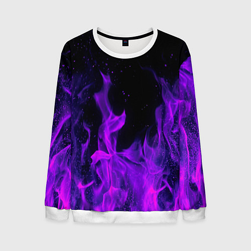Мужской свитшот ФИОЛЕТОВЫЙ ОГОНЬ / 3D-Белый – фото 1