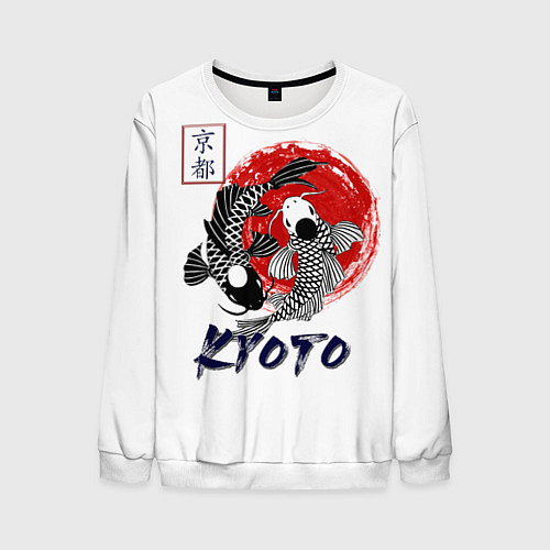 Мужской свитшот Карпы Кои Киото / 3D-Белый – фото 1