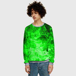 Свитшот мужской ОГОНЬ GREEN NEON, цвет: 3D-меланж — фото 2