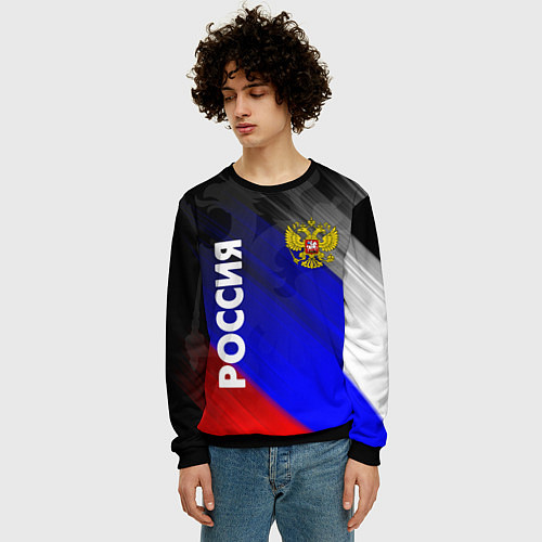 Мужской свитшот РОССИЯ / 3D-Черный – фото 3