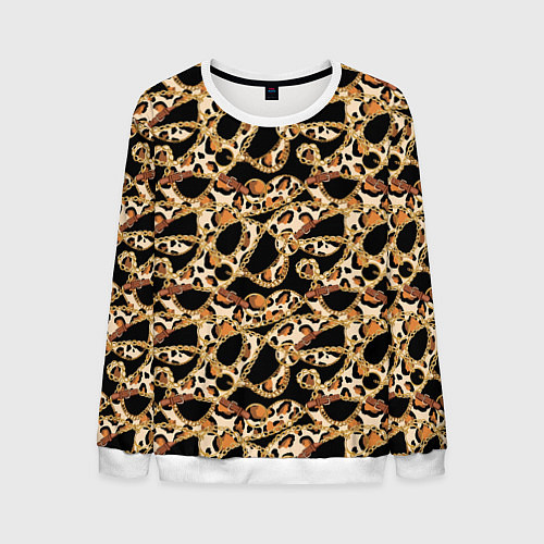 Мужской свитшот Versace Леопардовая текстура / 3D-Белый – фото 1