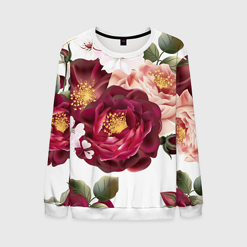 Мужской свитшот Розы / 3D-Белый – фото 1