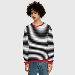 Свитшот мужской В ЧЕРНО-БЕЛУЮ ПОЛОСКУ, цвет: 3D-красный — фото 2