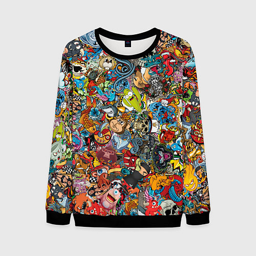 Мужской свитшот Стикеры / 3D-Черный – фото 1