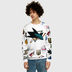 Свитшот мужской San Jose Sharks NHL teams pattern, цвет: 3D-белый — фото 2