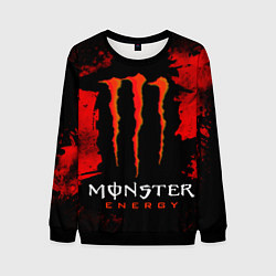 Свитшот мужской Red grunge monster energy, цвет: 3D-черный