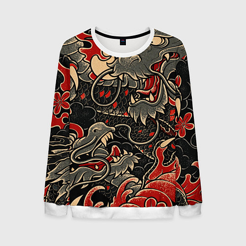 Мужской свитшот Dsquared tatoo DRAGON / 3D-Белый – фото 1