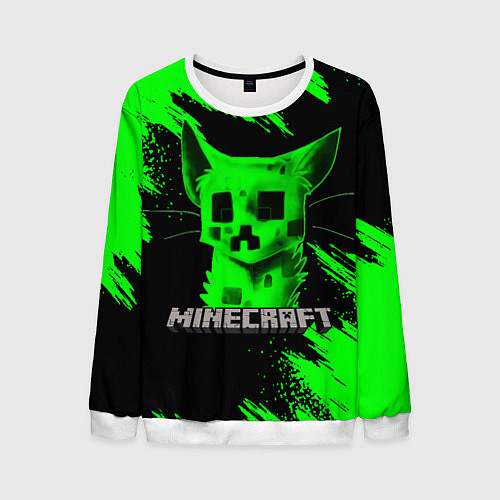Мужской свитшот MINECRAFT CREEPER CAT / 3D-Белый – фото 1