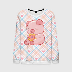 Мужской свитшот Свинка ест пончик