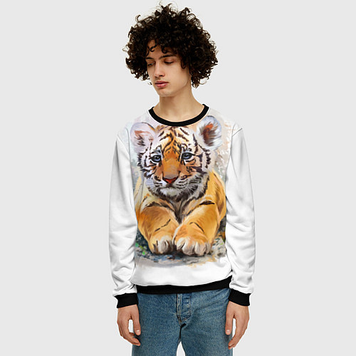 Мужской свитшот Tiger Art / 3D-Черный – фото 3