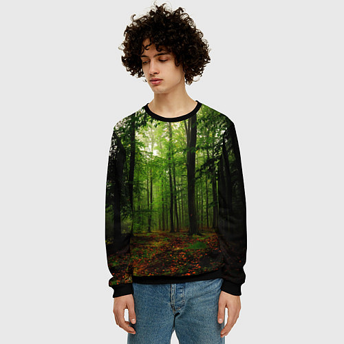 Мужской свитшот Лес / 3D-Черный – фото 3