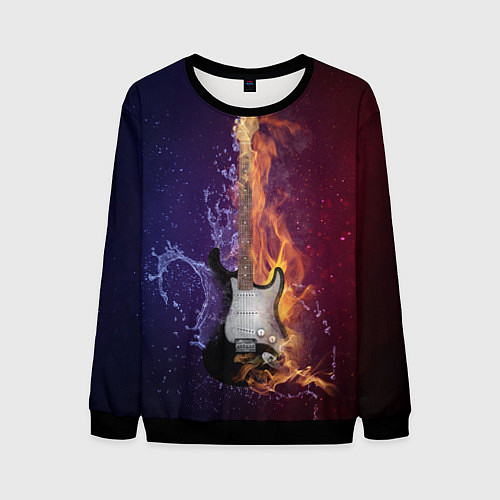 Мужской свитшот Гитара огня / 3D-Черный – фото 1