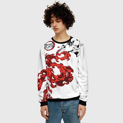 Мужской свитшот Клинок, рассекающий демонов / 3D-Черный – фото 3