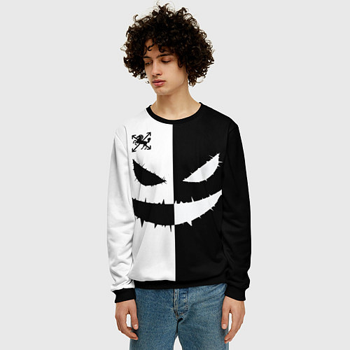 Мужской свитшот Черно-белая улыбка, BlackHorse / 3D-Черный – фото 3