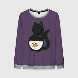 Свитшот мужской Довольный кот, цвет: 3D-меланж
