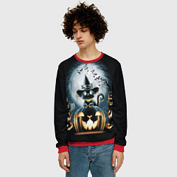 Свитшот мужской Хэллоуин Кот, цвет: 3D-красный — фото 2