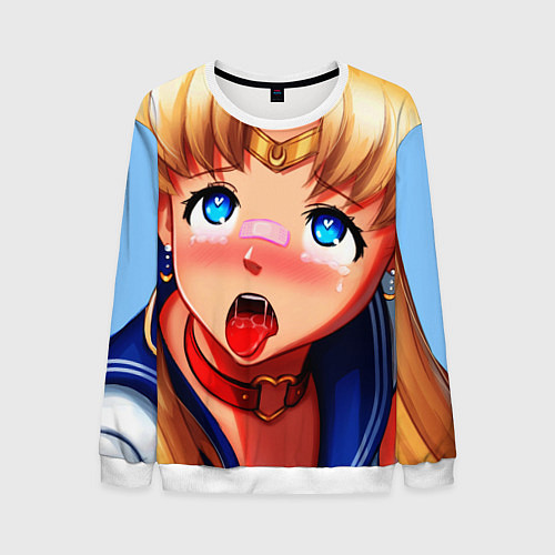 Мужской свитшот SAILOR MOON AHEGAO / 3D-Белый – фото 1