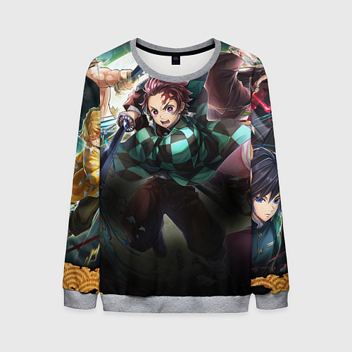 Мужской свитшот КЛИНОК РАССЕКАЮЩИЙ ДЕМОНОВ / 3D-Меланж – фото 1