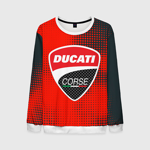 Мужской свитшот Ducati Corse logo / 3D-Белый – фото 1