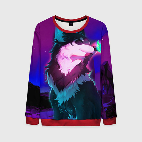 Мужской свитшот Сказочный волк / 3D-Красный – фото 1