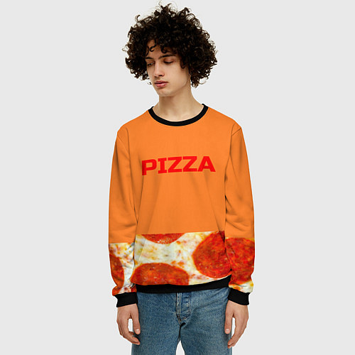 Мужской свитшот Pizza / 3D-Черный – фото 3