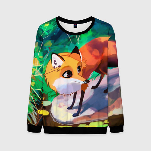 Мужской свитшот Лисичка / 3D-Черный – фото 1