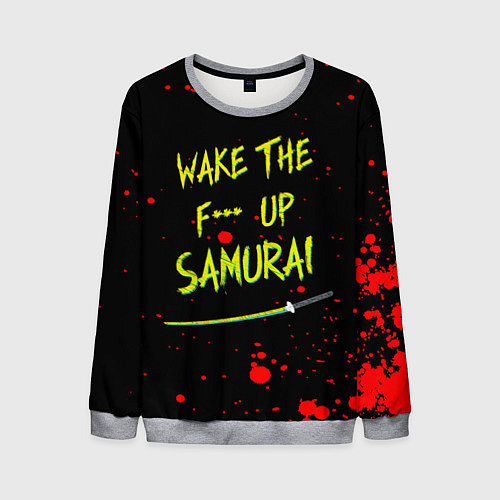 Мужской свитшот WAKE THE F*** UP SAMURAI / 3D-Меланж – фото 1