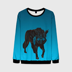 Свитшот мужской Черный дух волка, цвет: 3D-черный