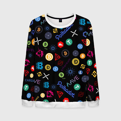Мужской свитшот ЛОГОТИПЫ КРИПТОВАЛЮТ Z / 3D-Белый – фото 1