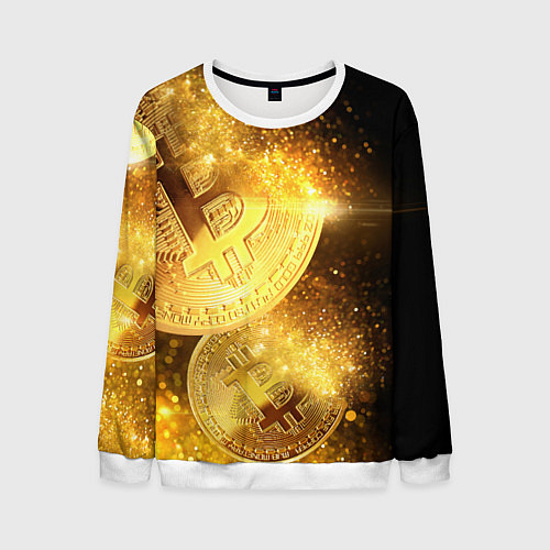 Мужской свитшот БИТКОИН ЗОЛОТО BITCOIN GOLD / 3D-Белый – фото 1