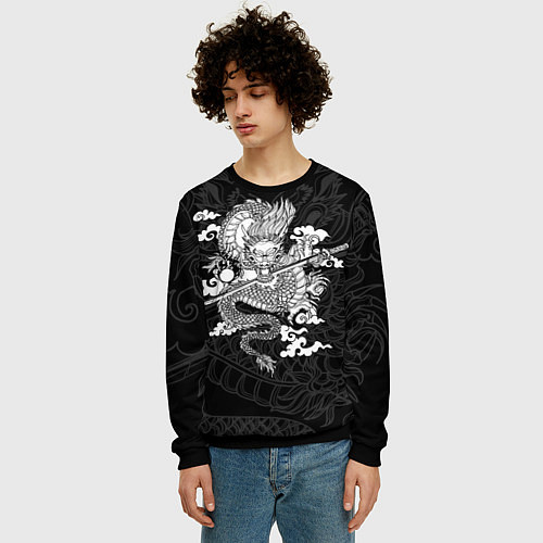 Мужской свитшот ДРАКОН DRAGON / 3D-Черный – фото 3